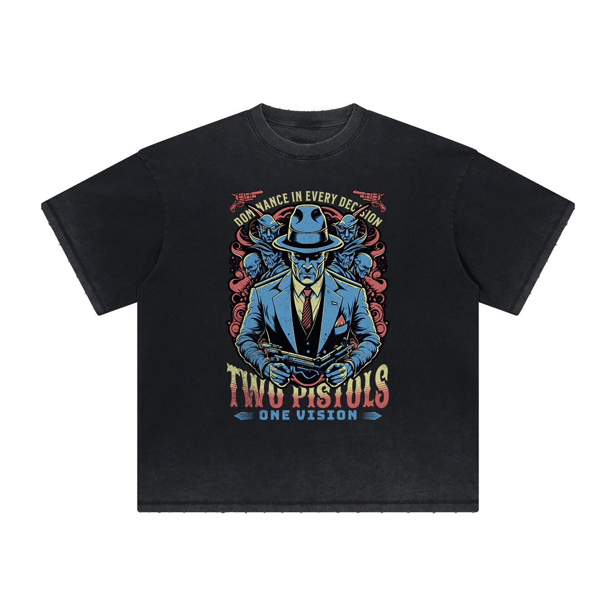 Thick Faded Gangster Style Graphic T Shirt