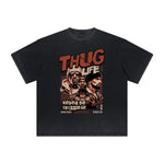 Thick Faded Gangster Style Graphic T Shirt