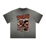 Vintage Frayed Gangster Style Pattern Tee