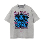 Washed Gangster Style Graphic Cotton Tee