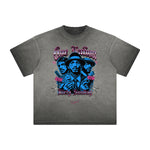 Vintage Frayed Gangster Style Pattern Tee