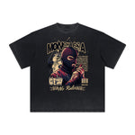 Thick Faded Gangster Style Graphic T Shirt