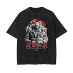 Stone Wash Gangster Style Pattern T Shirt