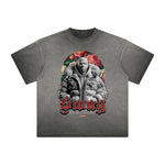 Vintage Frayed Gangster Style Pattern Tee