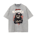 Washed Gangster Style Graphic Cotton Tee