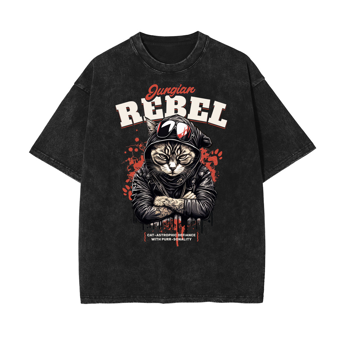 Stone Wash Gangster Style Pattern T Shirt