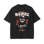 Stone Wash Gangster Style Pattern T Shirt