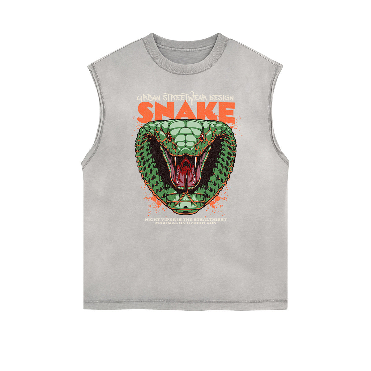 Distressed Sleeveless Gangster Style Pattern Tee