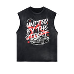 Distressed Sleeveless Graffiti Pattern Tee