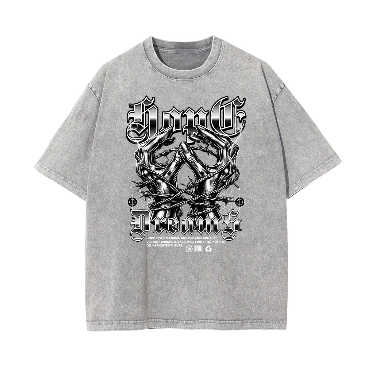 Stone Wash Graffiti Pattern T Shirt