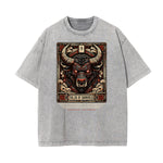 Stone Wash Chinese Zodiac Pattern T Shirt