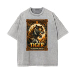 Stone Wash Chinese Zodiac Pattern T Shirt