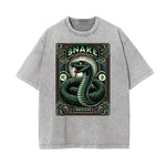 Stone Wash Chinese Zodiac Pattern T Shirt