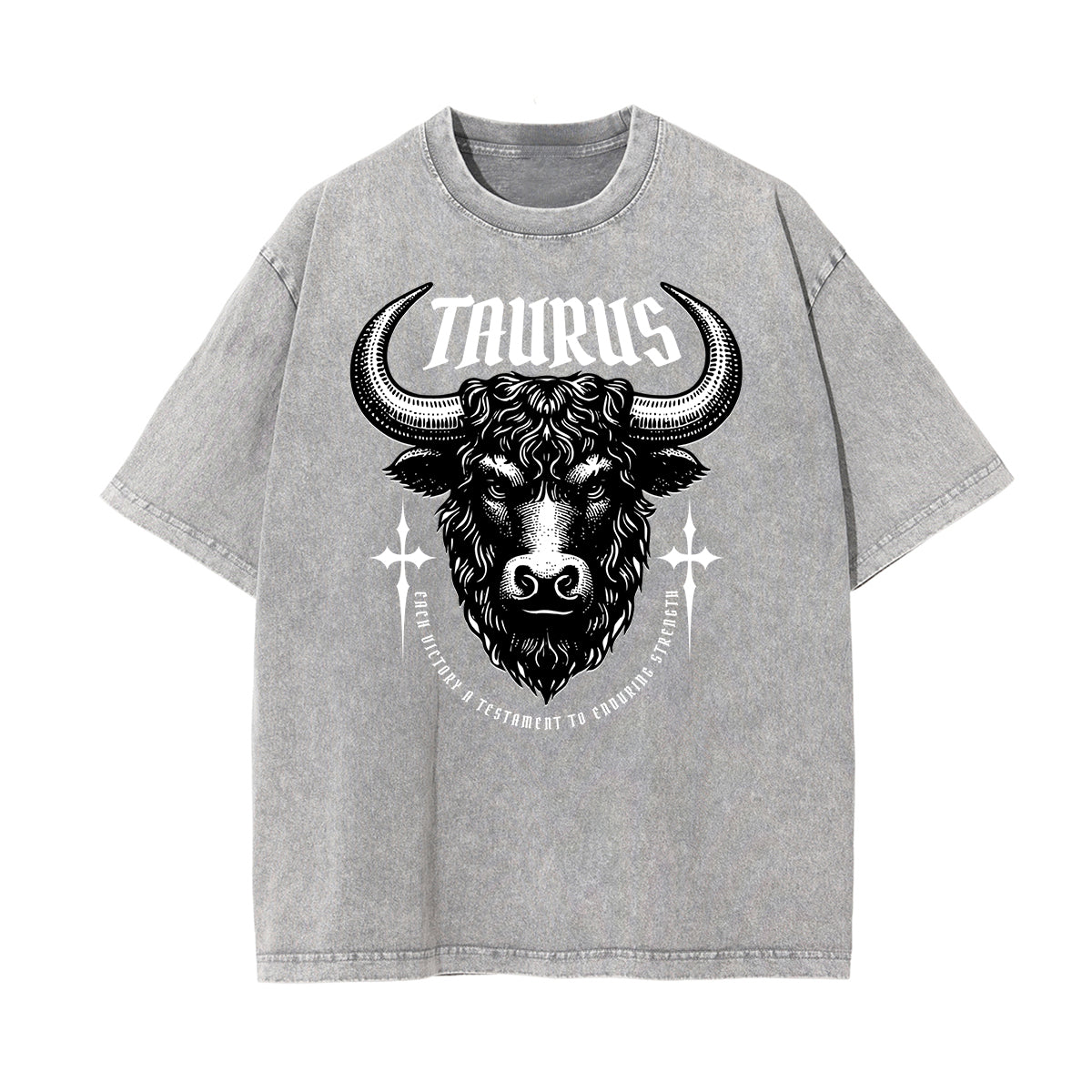 Stone Wash Chinese Zodiac Pattern T Shirt