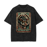 Washed Chinese Zodiac Graphic Cotton Tee