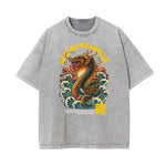 Stone Wash Chinese Zodiac Pattern T Shirt