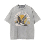 Stone Wash Retro Revival Pattern T Shirt