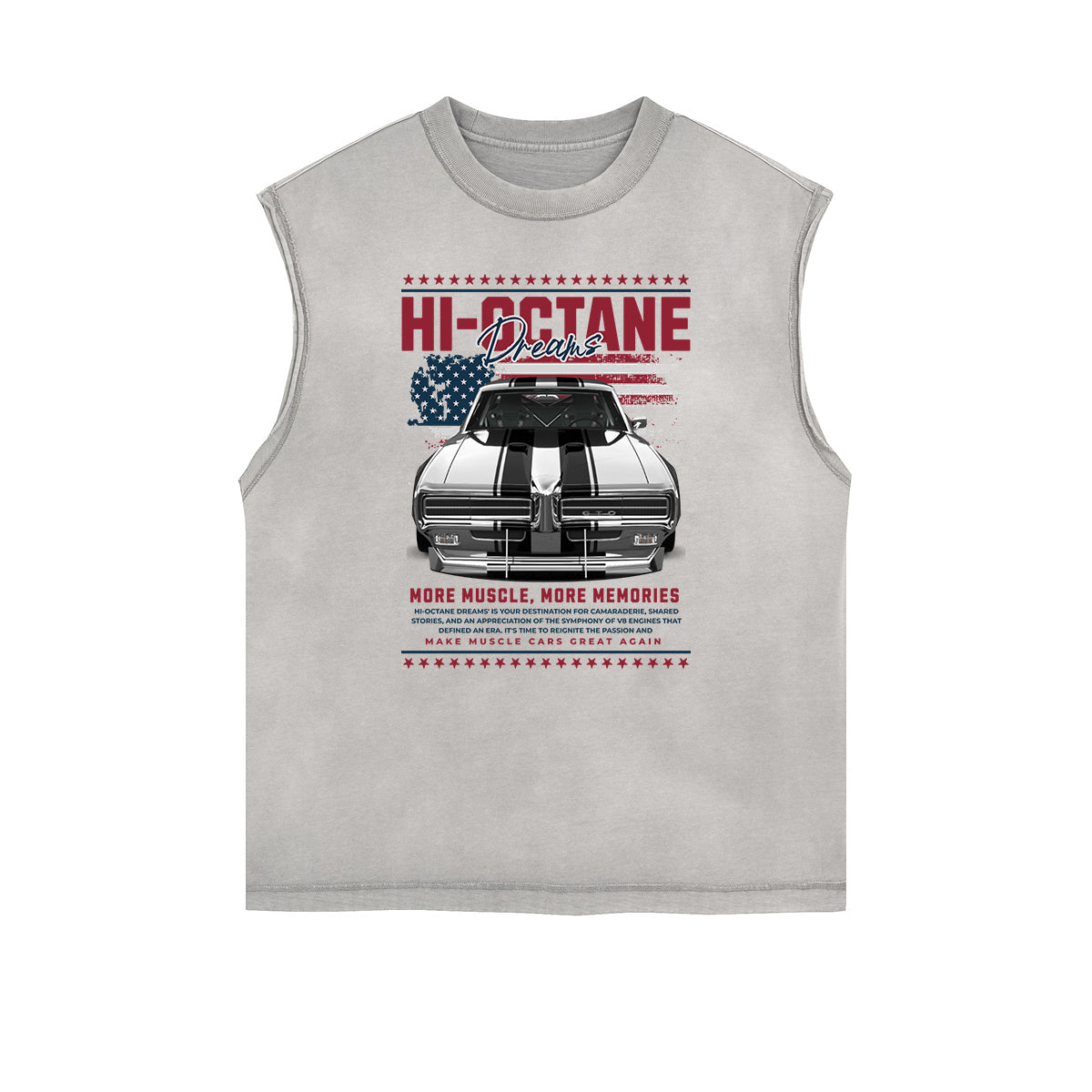 Distressed Sleeveless Retro Revival Pattern Tee