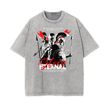 Stone Wash Retro Revival Pattern T Shirt