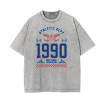 Stone Wash Retro Revival Pattern T Shirt