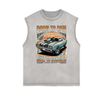 Distressed Sleeveless Retro Revival Pattern Tee