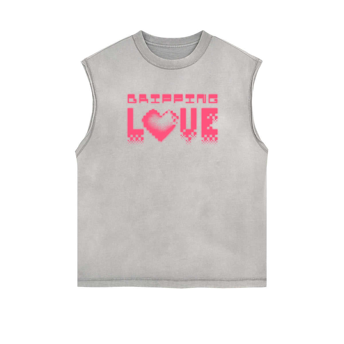 Distressed Sleeveless Abstract Art Pattern Tee