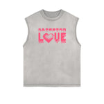 Distressed Sleeveless Abstract Art Pattern Tee