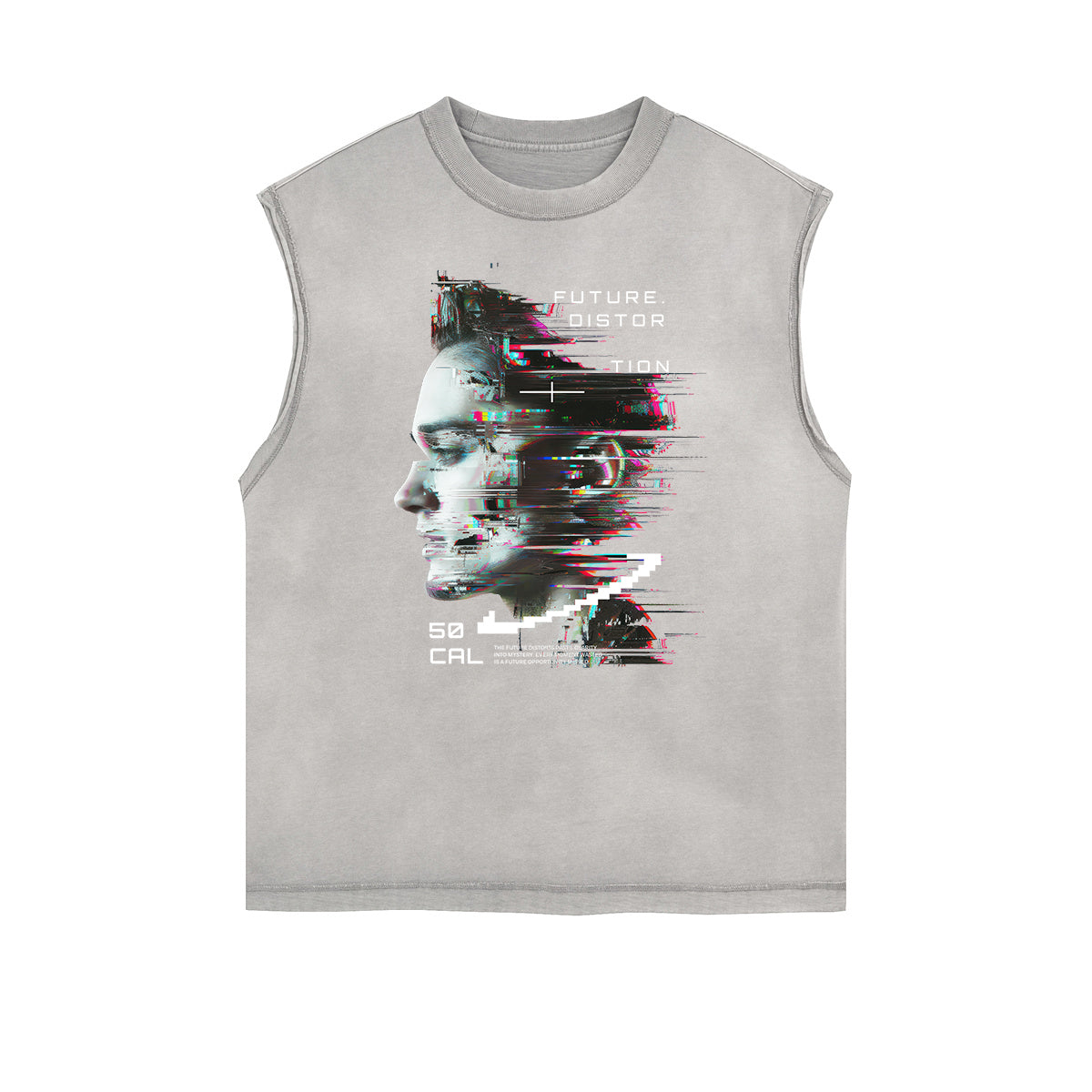 Distressed Sleeveless Abstract Art Pattern Tee