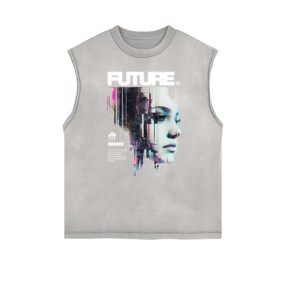 Distressed Sleeveless Abstract Art Pattern Tee