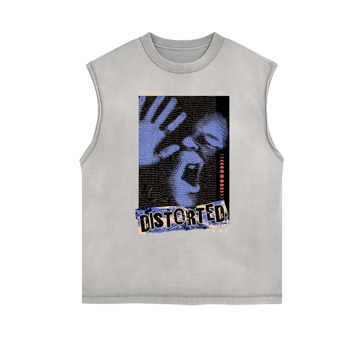 Distressed Sleeveless Abstract Art Pattern Tee