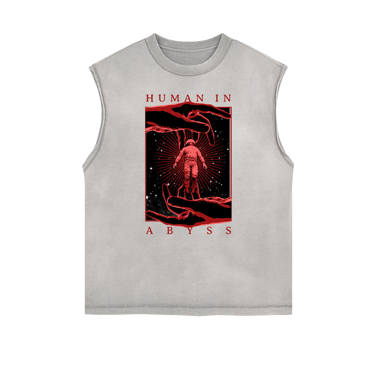 Distressed Sleeveless Abstract Art Pattern Tee