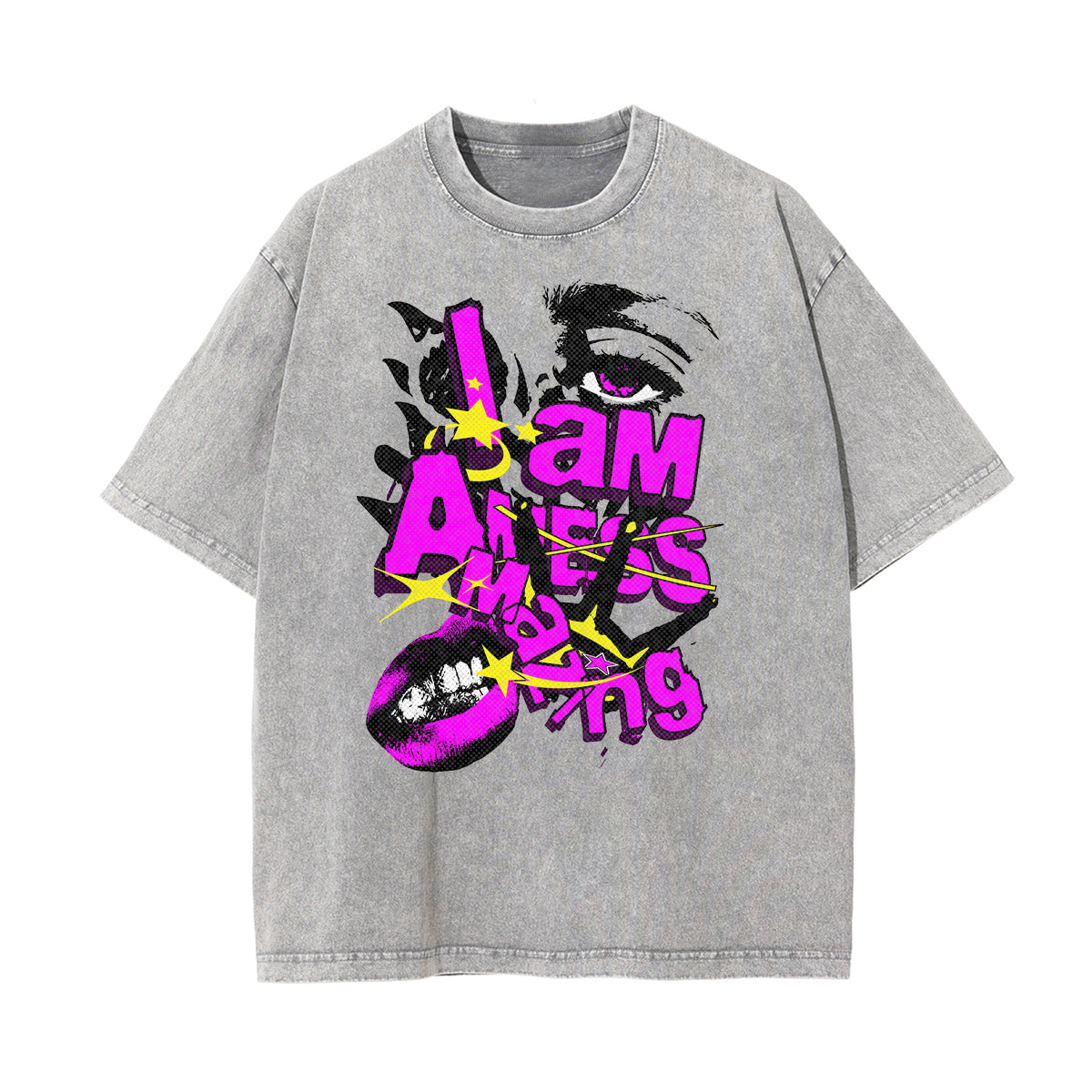 Stone Wash Abstract Art Pattern T Shirt