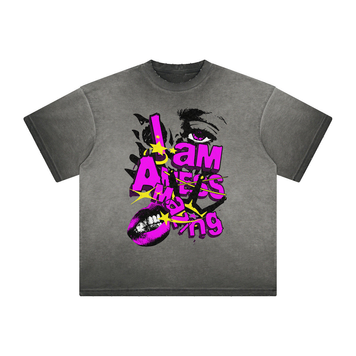 Vintage Frayed Abstract Art Pattern Tee