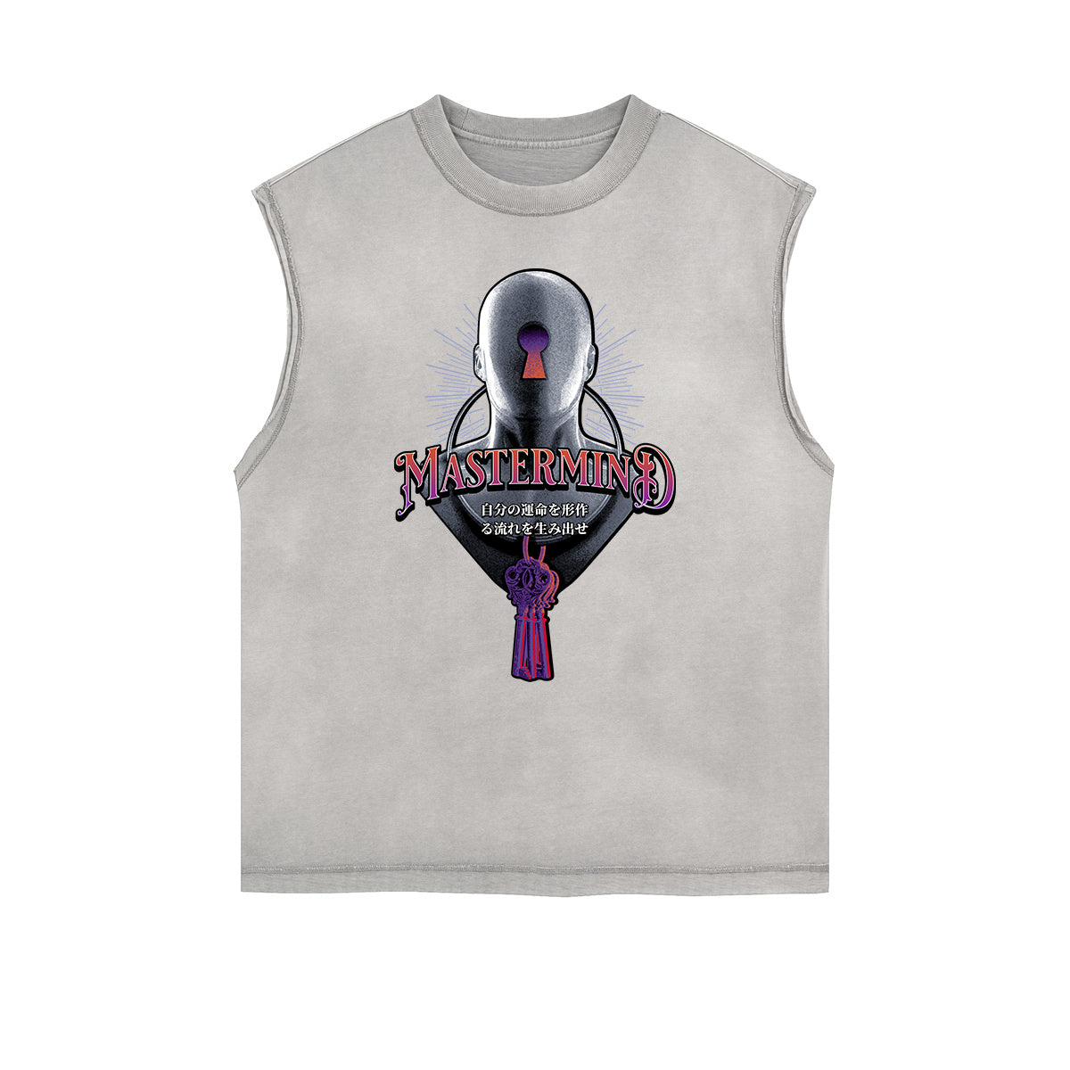 Distressed Sleeveless Abstract Art Pattern Tee