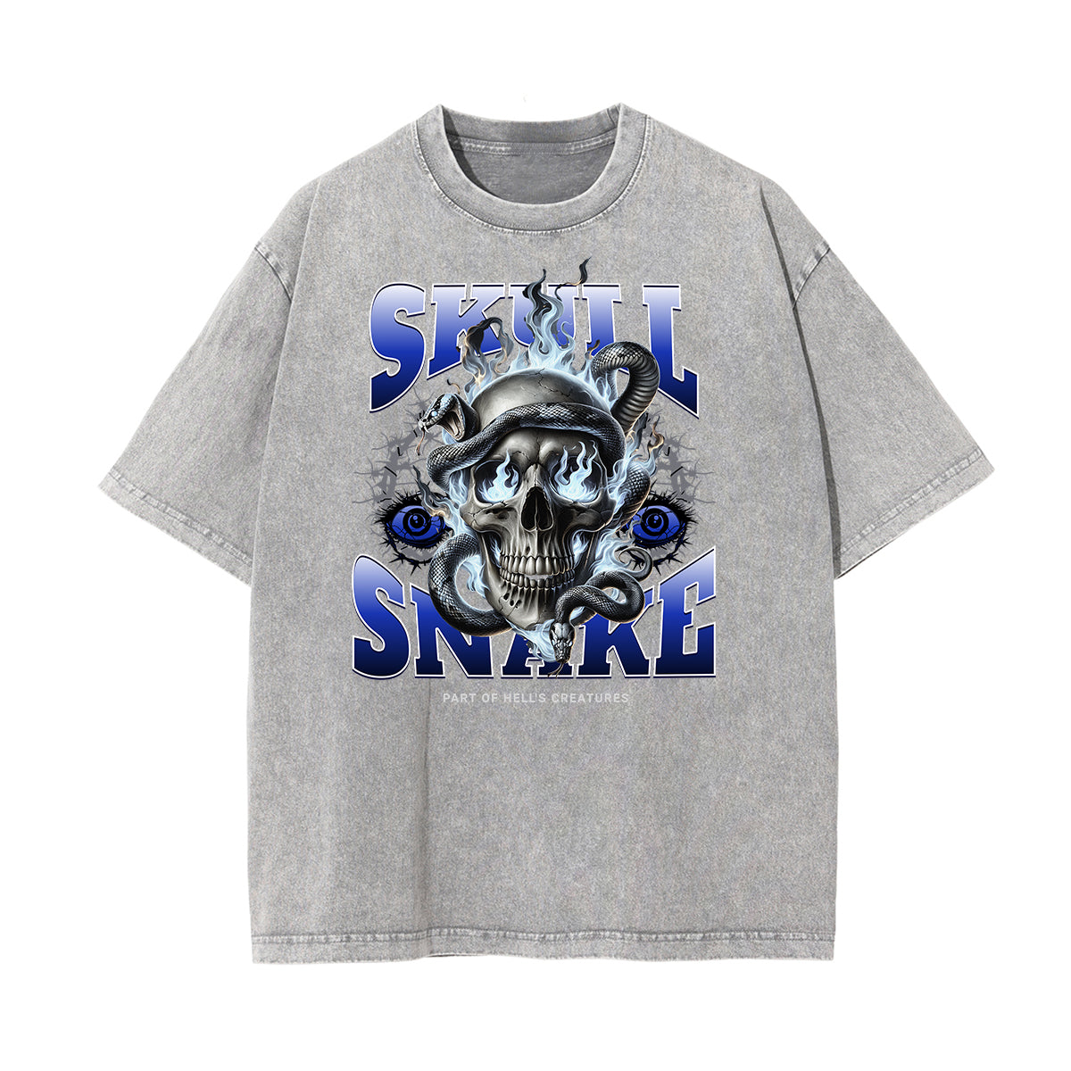 Stone Wash Snake Pattern T Shirt