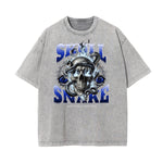 Stone Wash Snake Pattern T Shirt