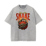 Stone Wash Snake Pattern T Shirt