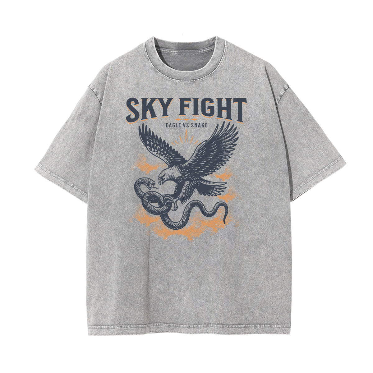 Stone Wash Snake Pattern T Shirt