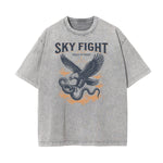 Stone Wash Snake Pattern T Shirt