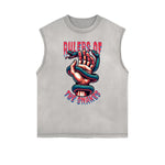Distressed Sleeveless Snake Pattern Tee