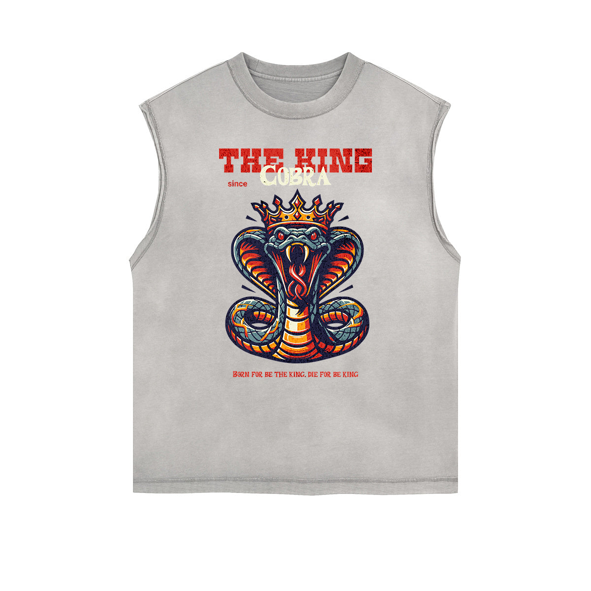 Distressed Sleeveless Snake Pattern Tee