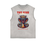 Distressed Sleeveless Snake Pattern Tee