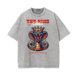 Stone Wash Snake Pattern T Shirt