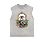 Distressed Sleeveless Snake Pattern Tee