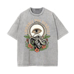 Stone Wash Snake Pattern T Shirt