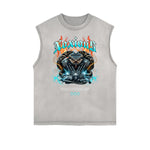 Distressed Sleeveless Snake Pattern Tee