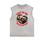 Distressed Sleeveless Snake Pattern Tee