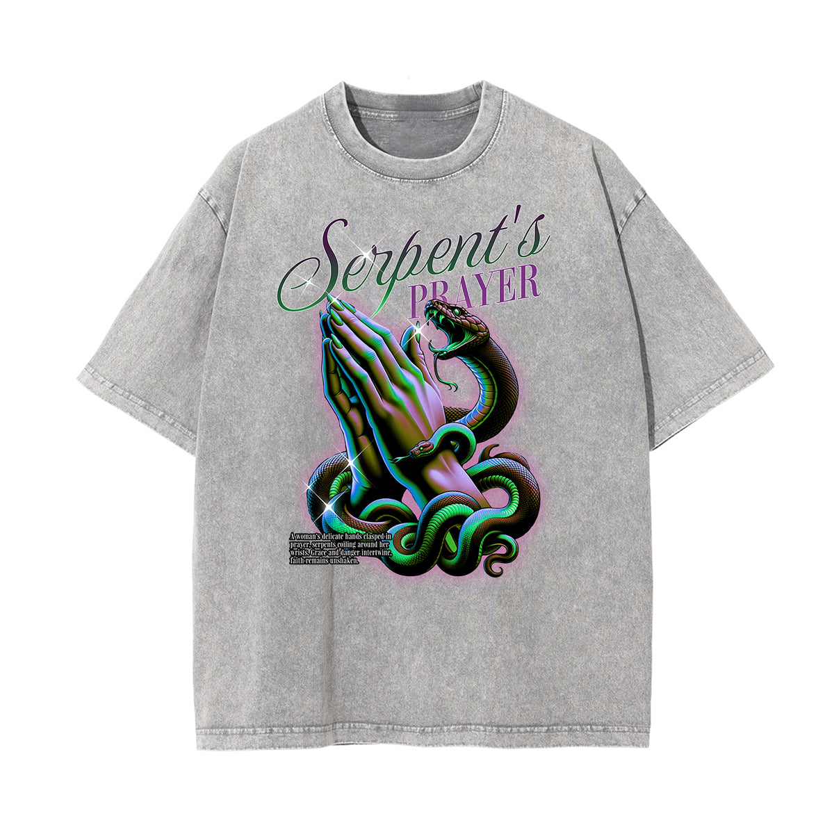 Stone Wash Snake Pattern T Shirt