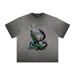 Thick Faded Snake Graphic T Shirt