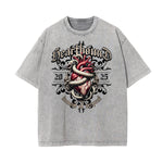 Stone Wash Snake Pattern T Shirt